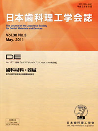 DE１７７号（日本歯科理工学会誌Ｖｏｌ.３０ Ｎｏ.３）の表紙